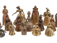 A Collection of Twenty-Four English and Continental Brass and Copper Figural Bells