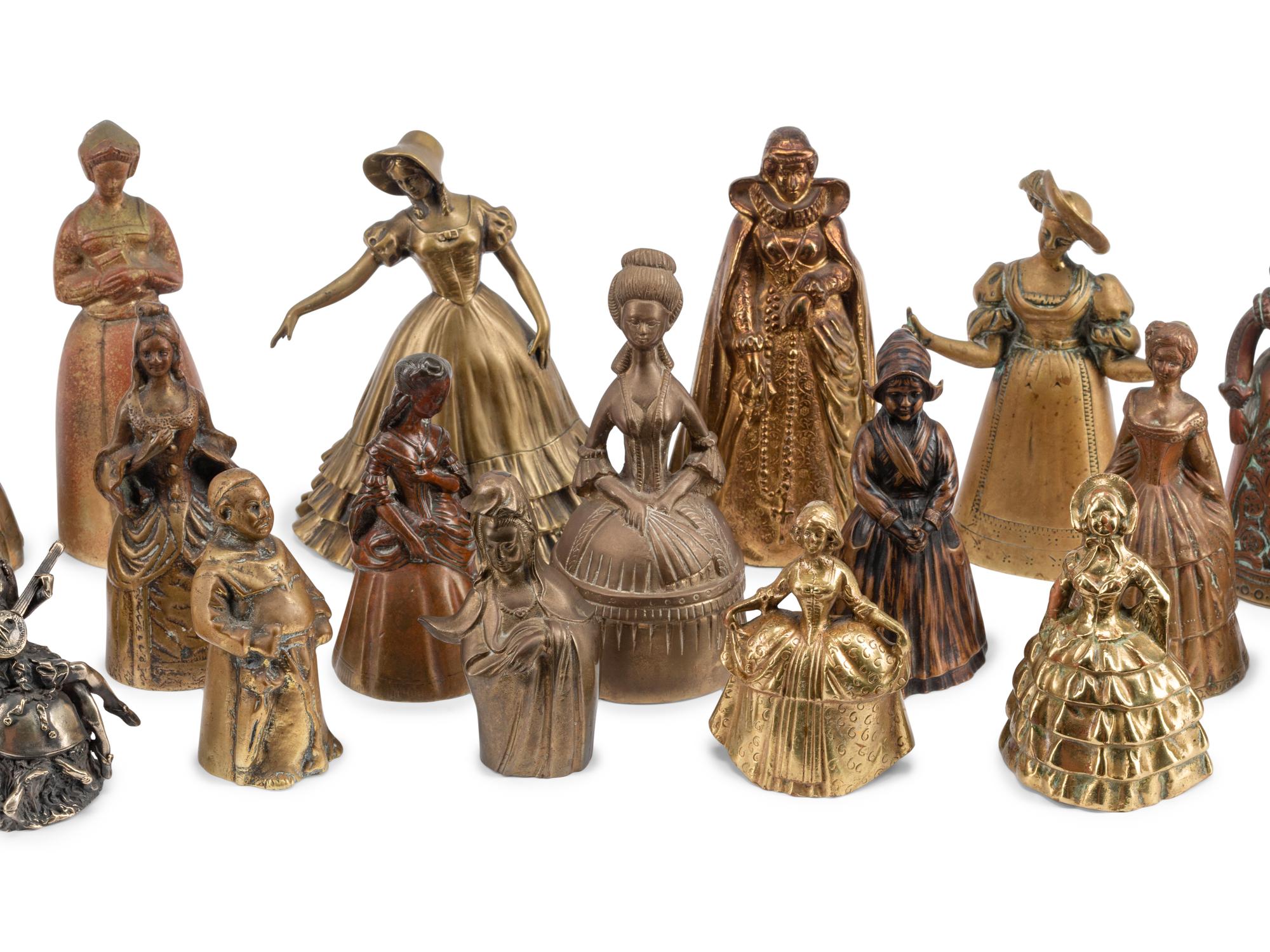 A Collection of Twenty-Four English and Continental Brass and Copper Figural Bells