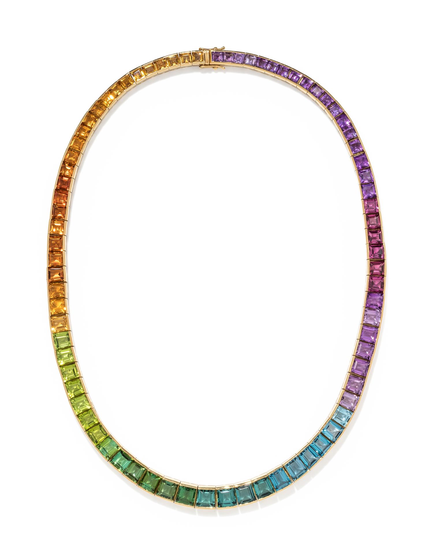 MULTICOLOR GEMSTONE COLLAR NECKLACE