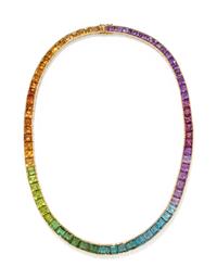 MULTICOLOR GEMSTONE COLLAR NECKLACE