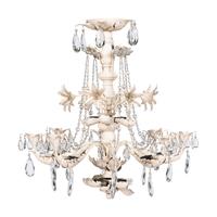 A Pair of Painted Metal and Cut Glass Eight-Light Chandeliers