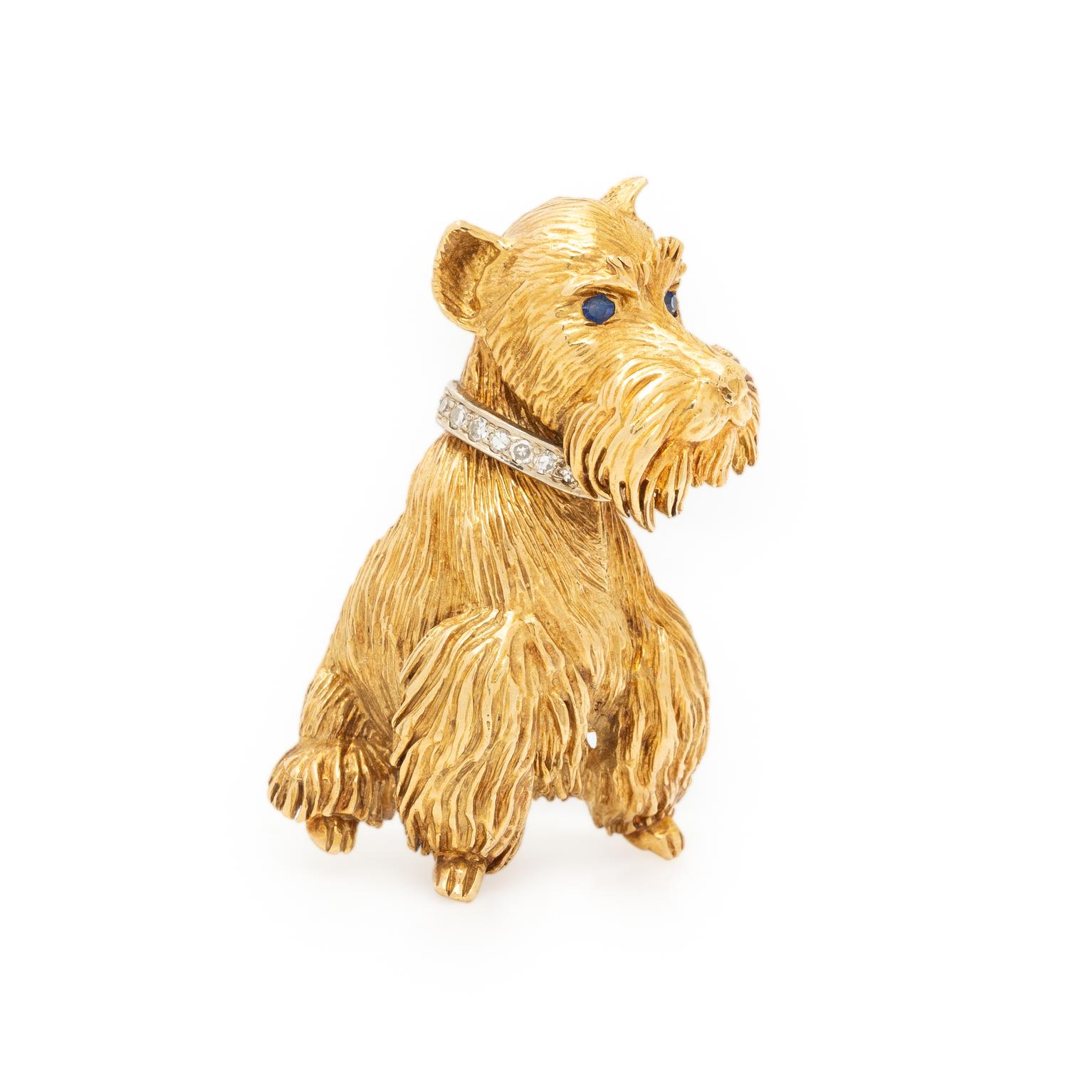 CARTIER, YELLOW GOLD AND DIAMOND SCOTTIE DOG BROOCH
