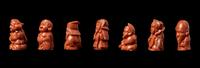 A Set of Japanese Red Coral Seven Gods