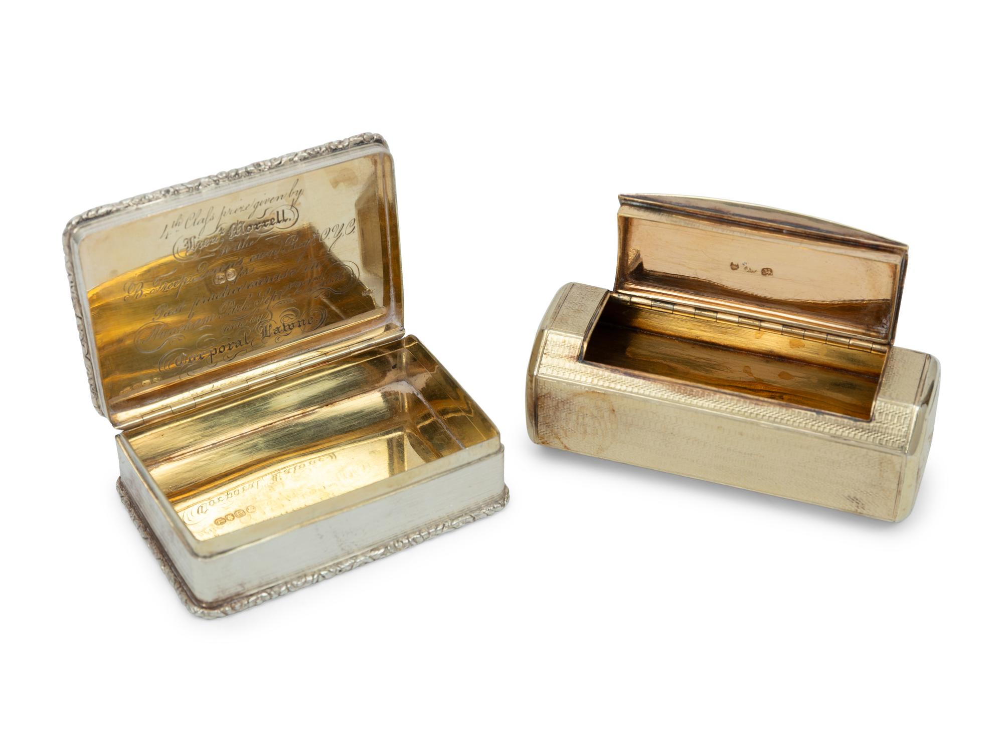 Two English Silver Snuff Boxes