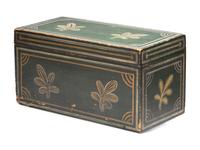 A Country Green, Yellow and White Painted Palm Leaf-Decorated Maple Blanket Chest