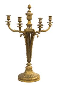 A Louis XVI Style Gilt Bronze Four-Light Candelabrum, E. Rousseau, Height 32 inches.