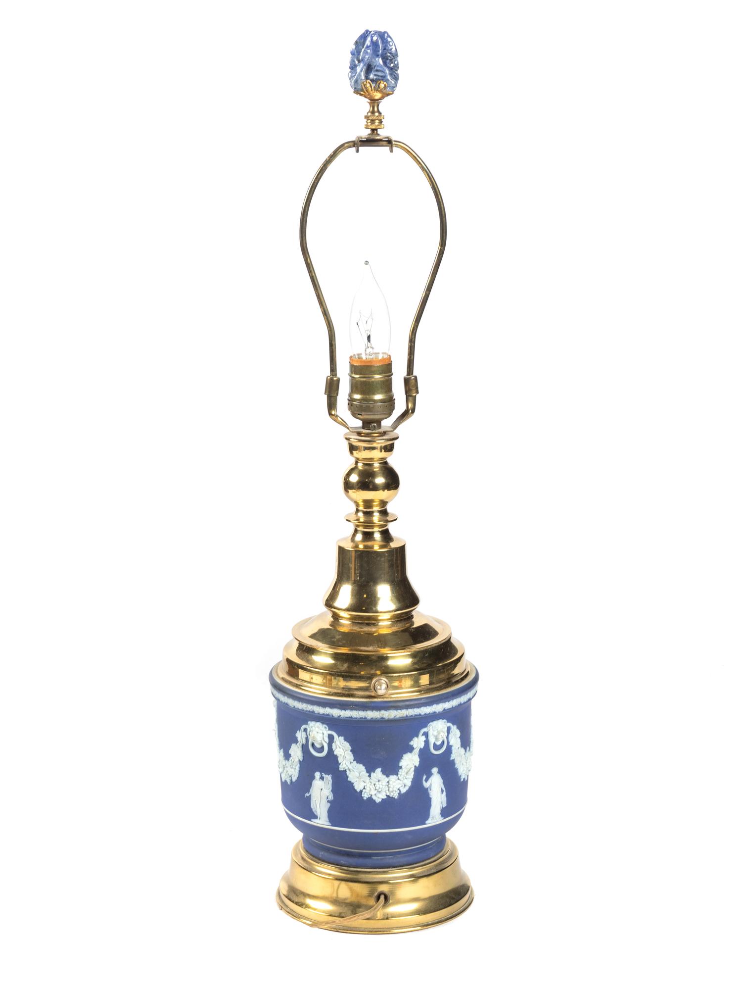 A Jasperware Cache Pot Mounted as a Lamp