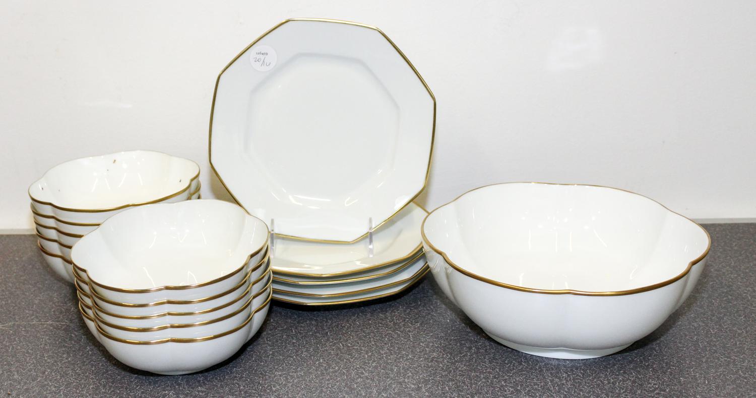 A Group of Limoges Porcelain Serving Articles Diameter of fluted serving bowl 9 1/2 inches. — RAYNAUD & CO.