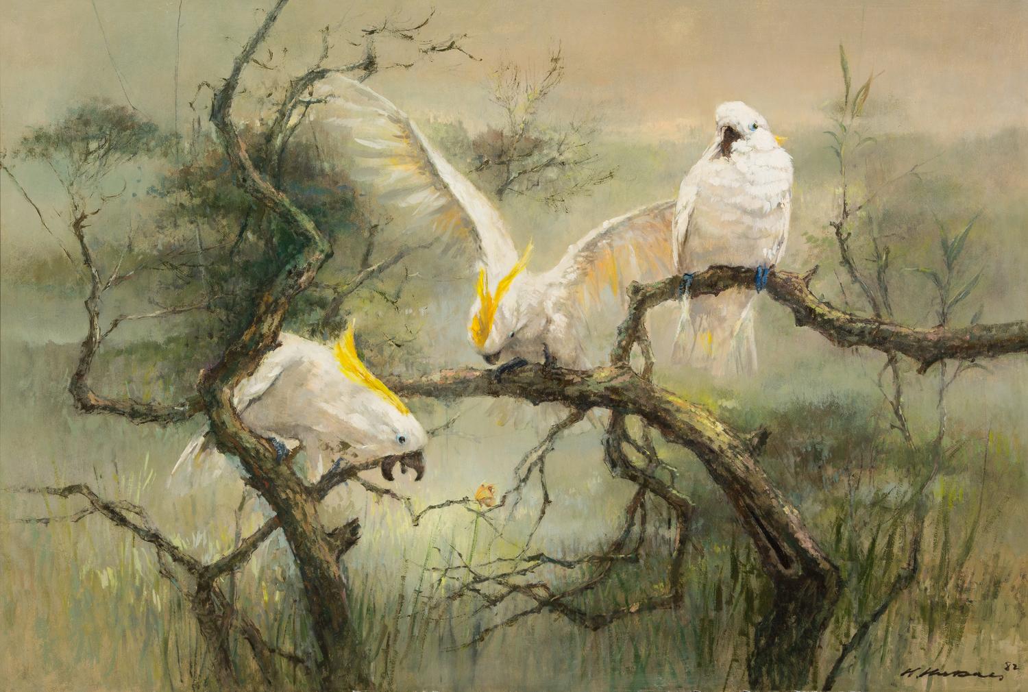 Choo Keng Kwang, (Singaporean, b. 1931), Three Cockatoos, 1982
