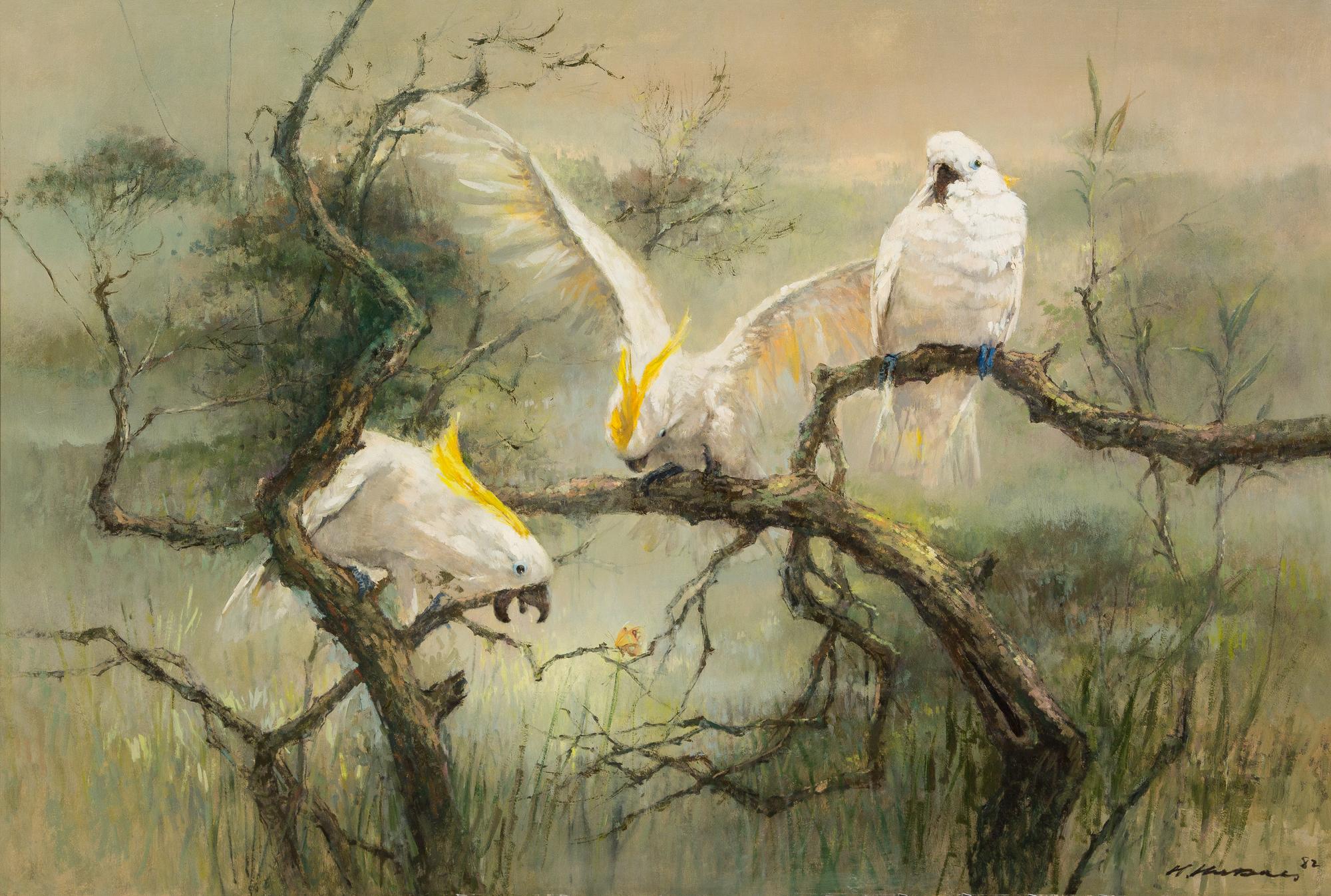 Choo Keng Kwang, (Singaporean, b. 1931), Three Cockatoos, 1982