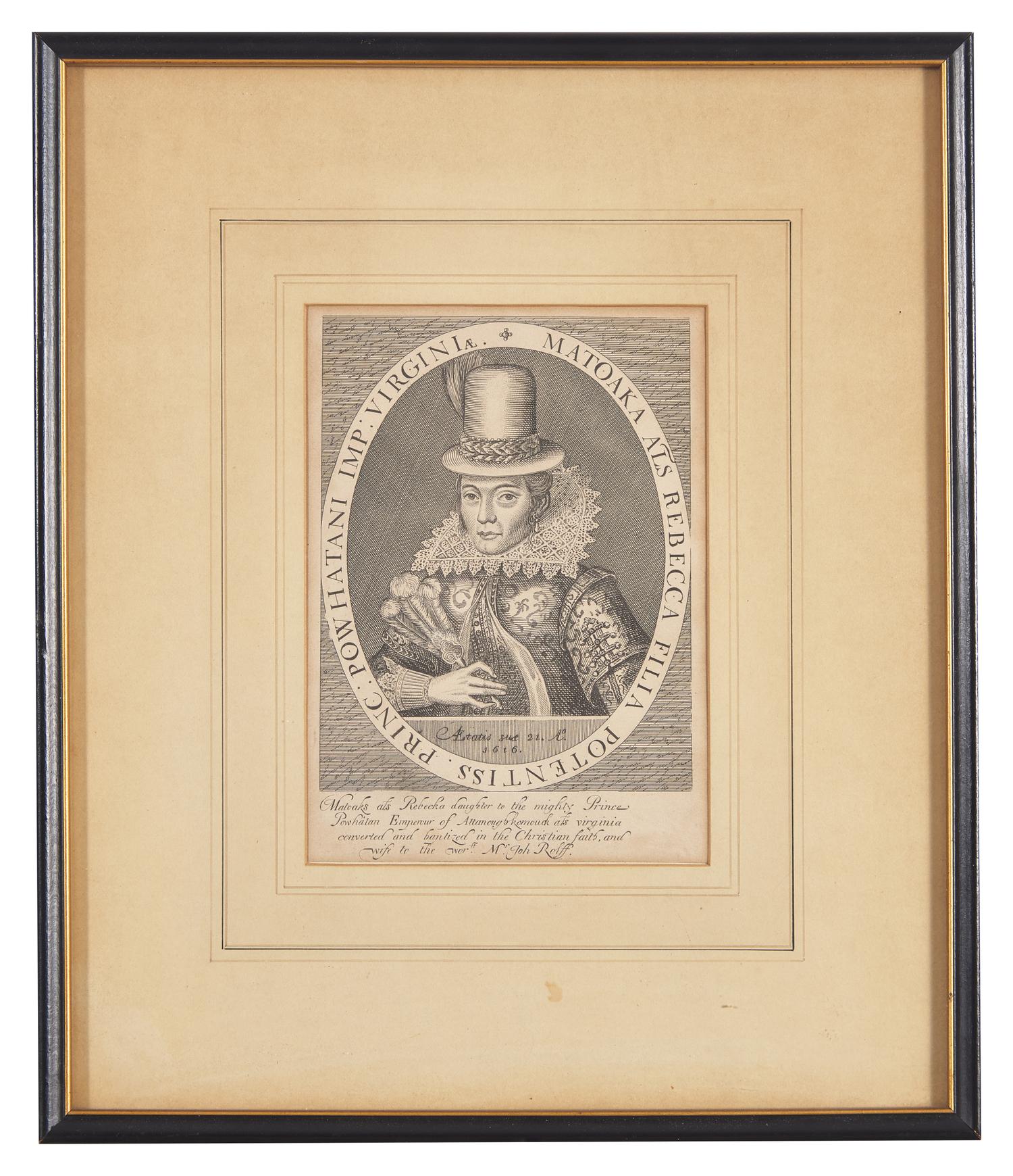 An Engraved Portrait Of Pocahontas (D. 1617)