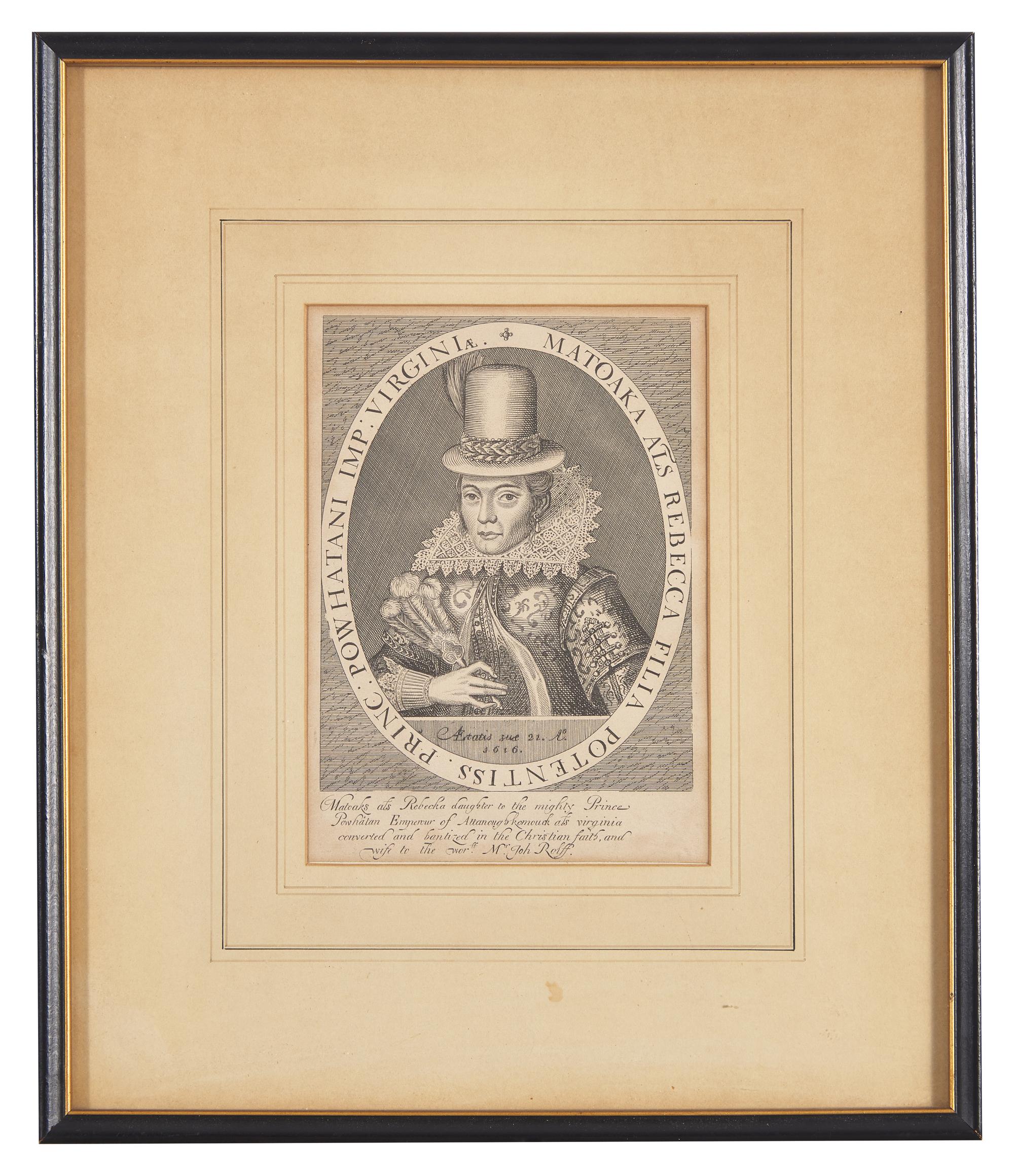 An Engraved Portrait Of Pocahontas (D. 1617)