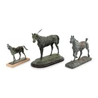 A Group of Three Bronze Horse Sculptures