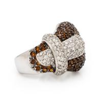 Diamond, Garnet, and White Gold Ring