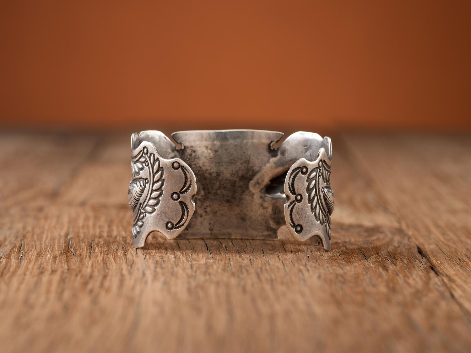 Navajo Ingot Cuff Bracelet, with Drilled Turquoise Bead