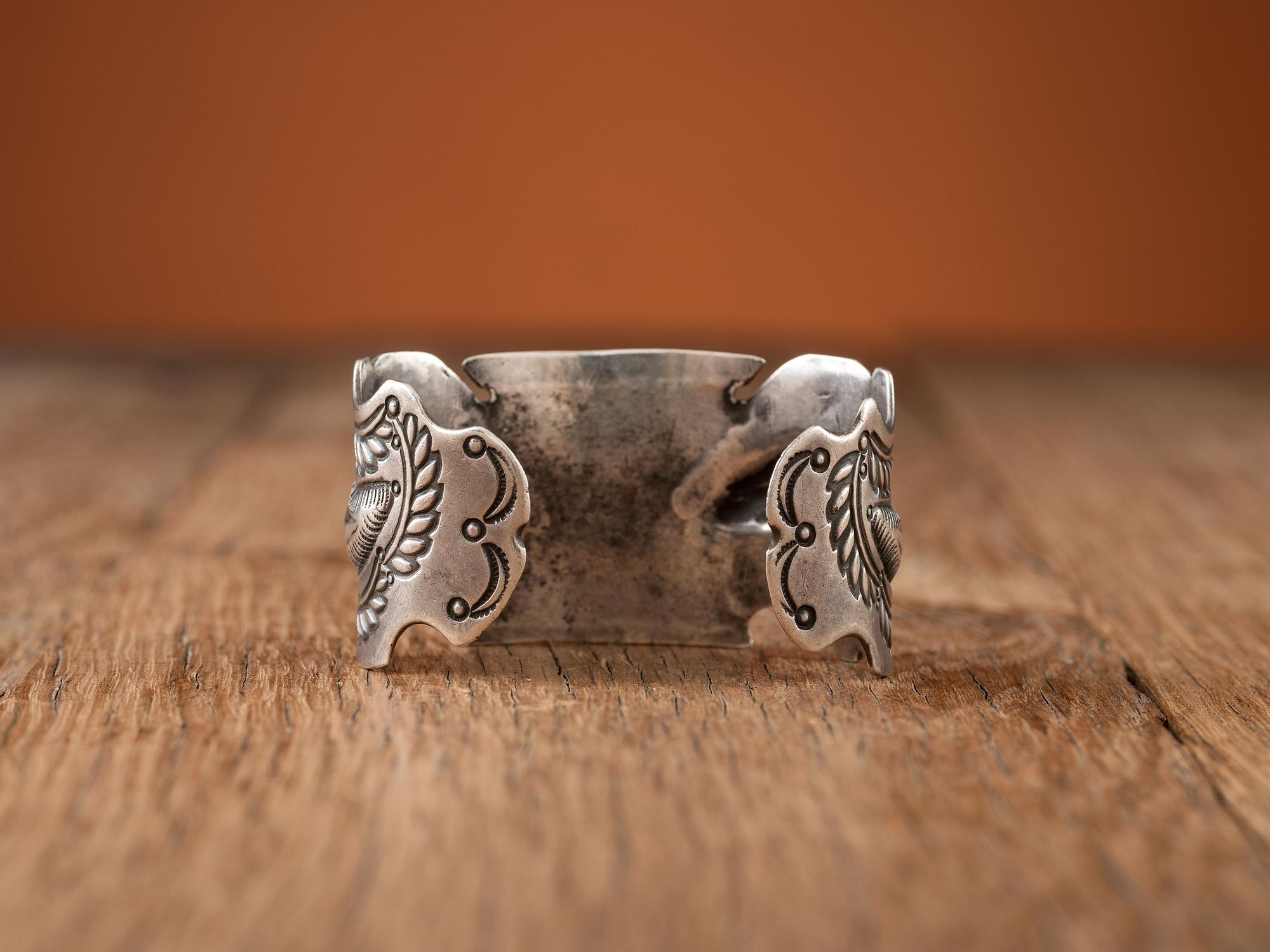 Navajo Ingot Cuff Bracelet, with Drilled Turquoise Bead