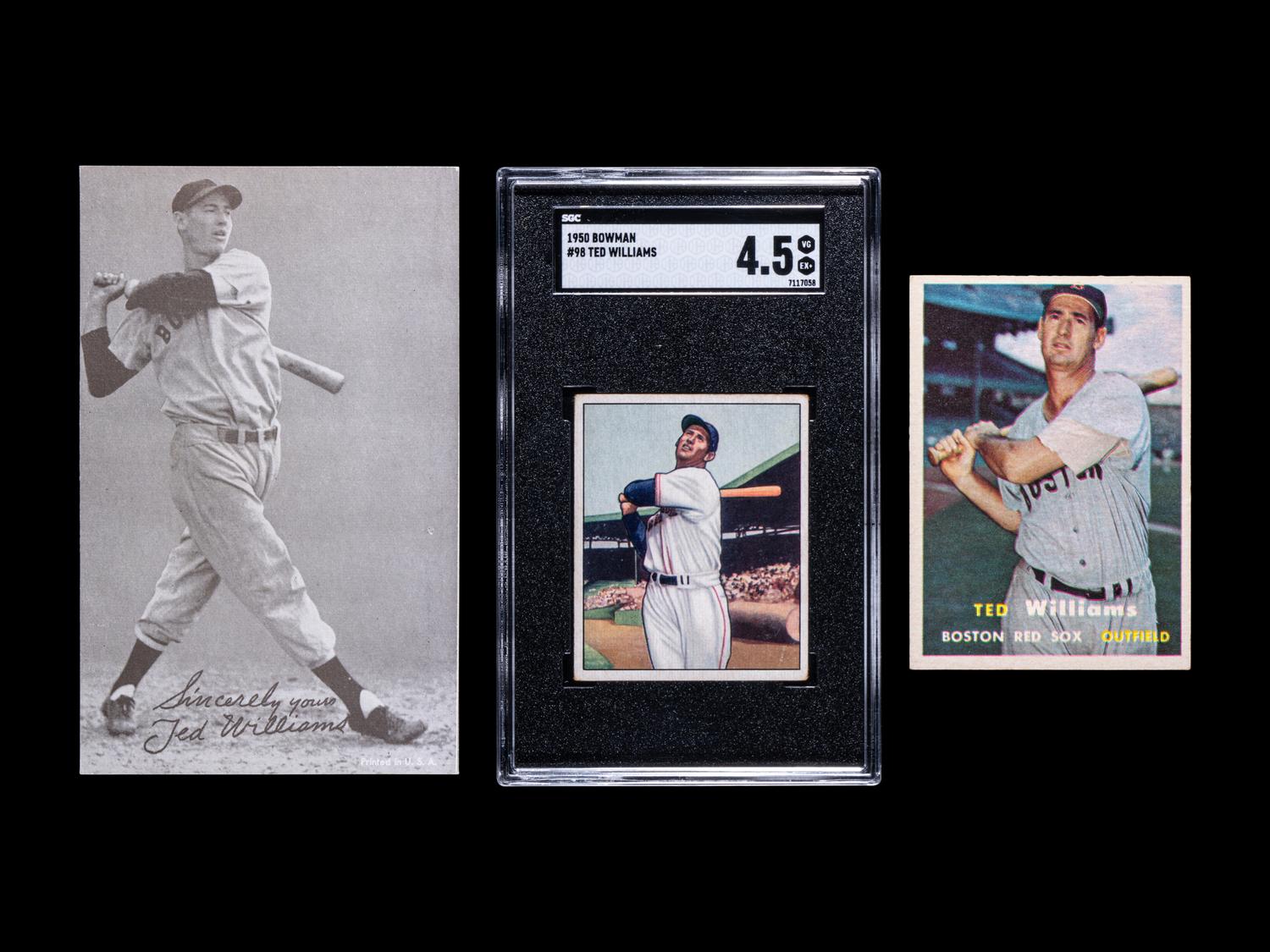 A Group of Ted Williams Baseball Cards Including A 1950 Bowman No. 98 (SGC 4.5 VG-EX+),