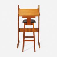 Danish Modern Adjustable-Height Desk or Lectern and Chair, circa 1960s
