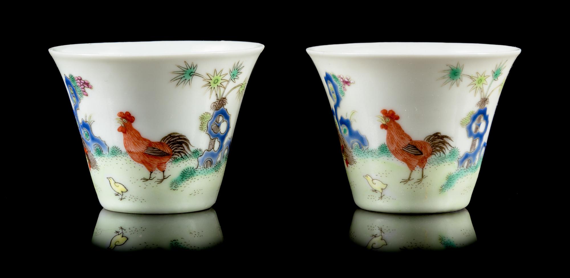 A Pair of Famille Rose Porcelain Cups Diameter 2 1/4 inches. — DAOGUANG PERIOD (1821-1850)