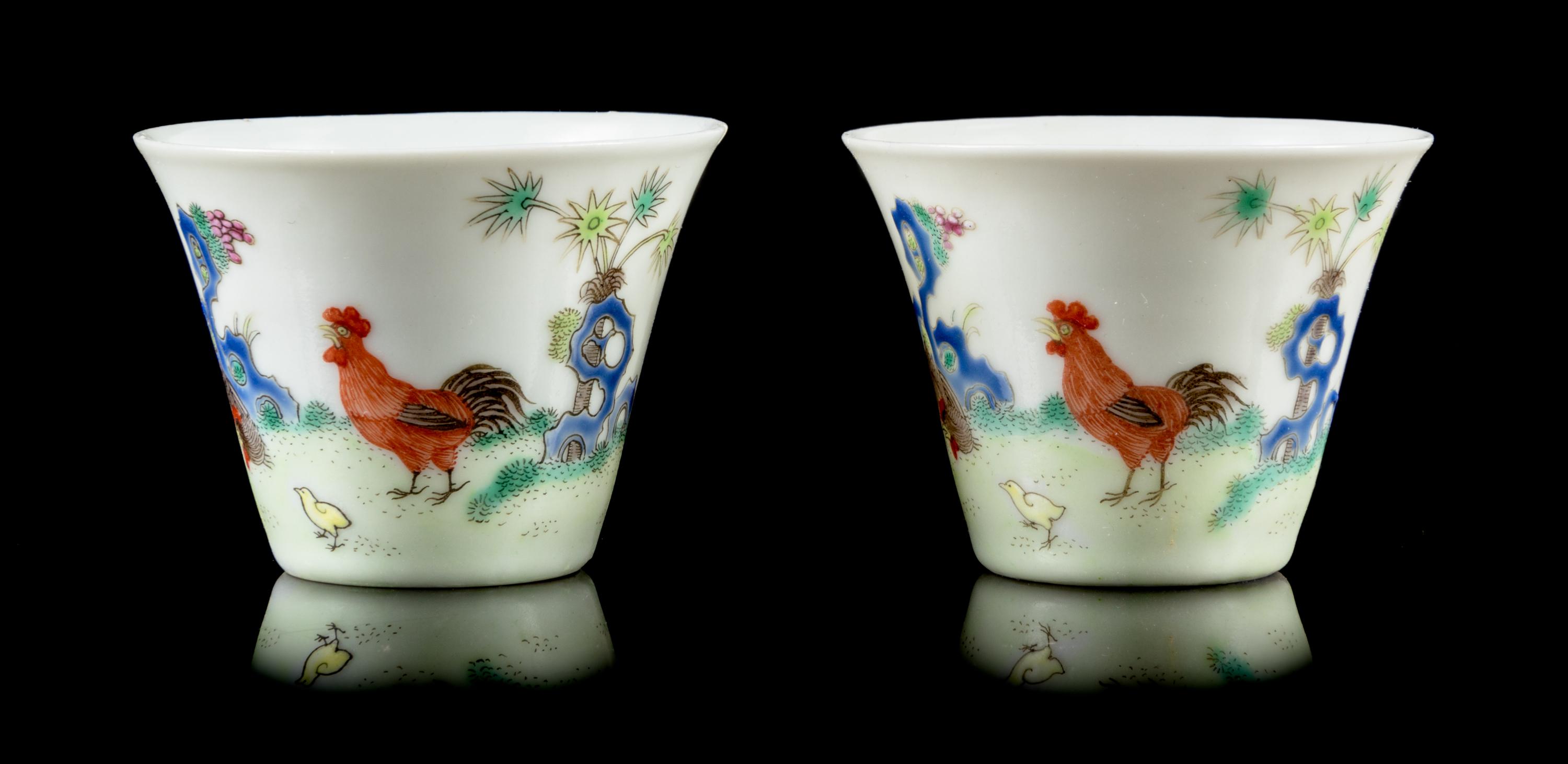 A Pair of Famille Rose Porcelain Cups Diameter 2 1/4 inches. — DAOGUANG PERIOD (1821-1850)