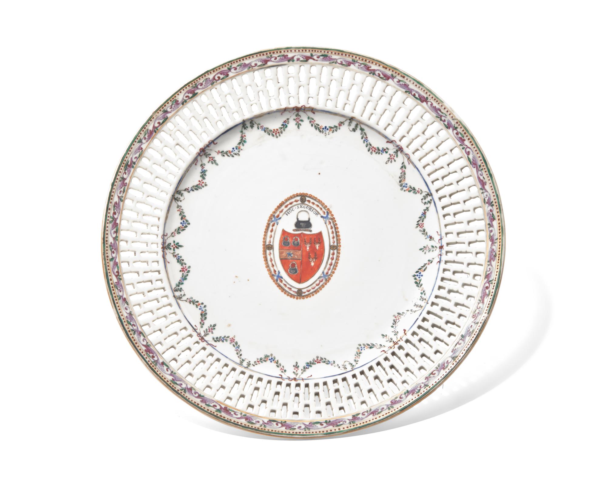 A group of sixteen Chinese Export porcelain tablewares from the "Grierson Service," possibly made for the English or Scottish market, late 18th century