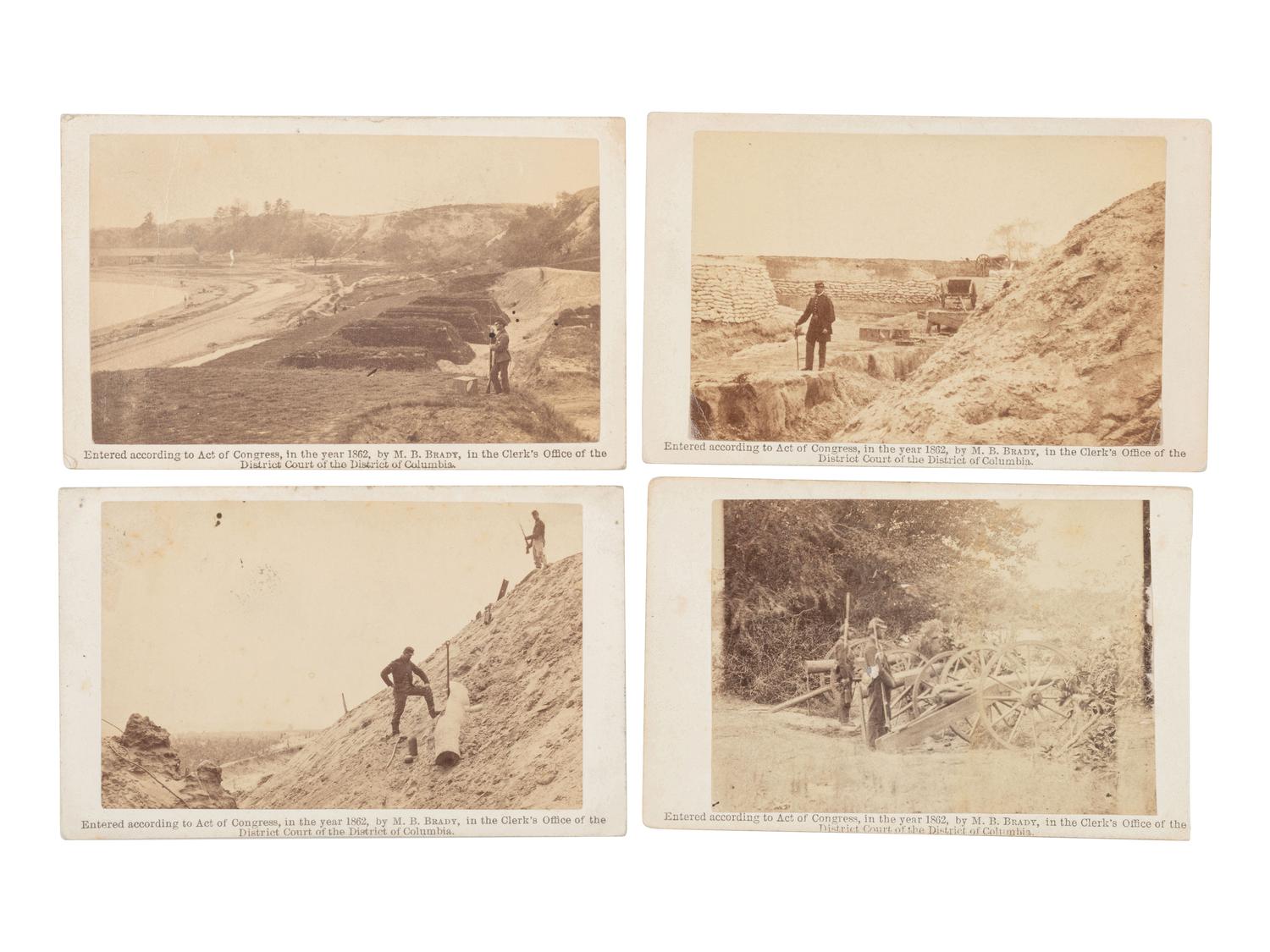 [CIVIL WAR]. 11 CDVs of artillery and fortifications from Brady's Album Gallery . 1862.