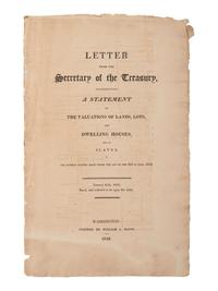 [ENSLAVEMENT & ABOLITION] ...Slaves in the Several States...." Washington: William A. Davis, 1816.