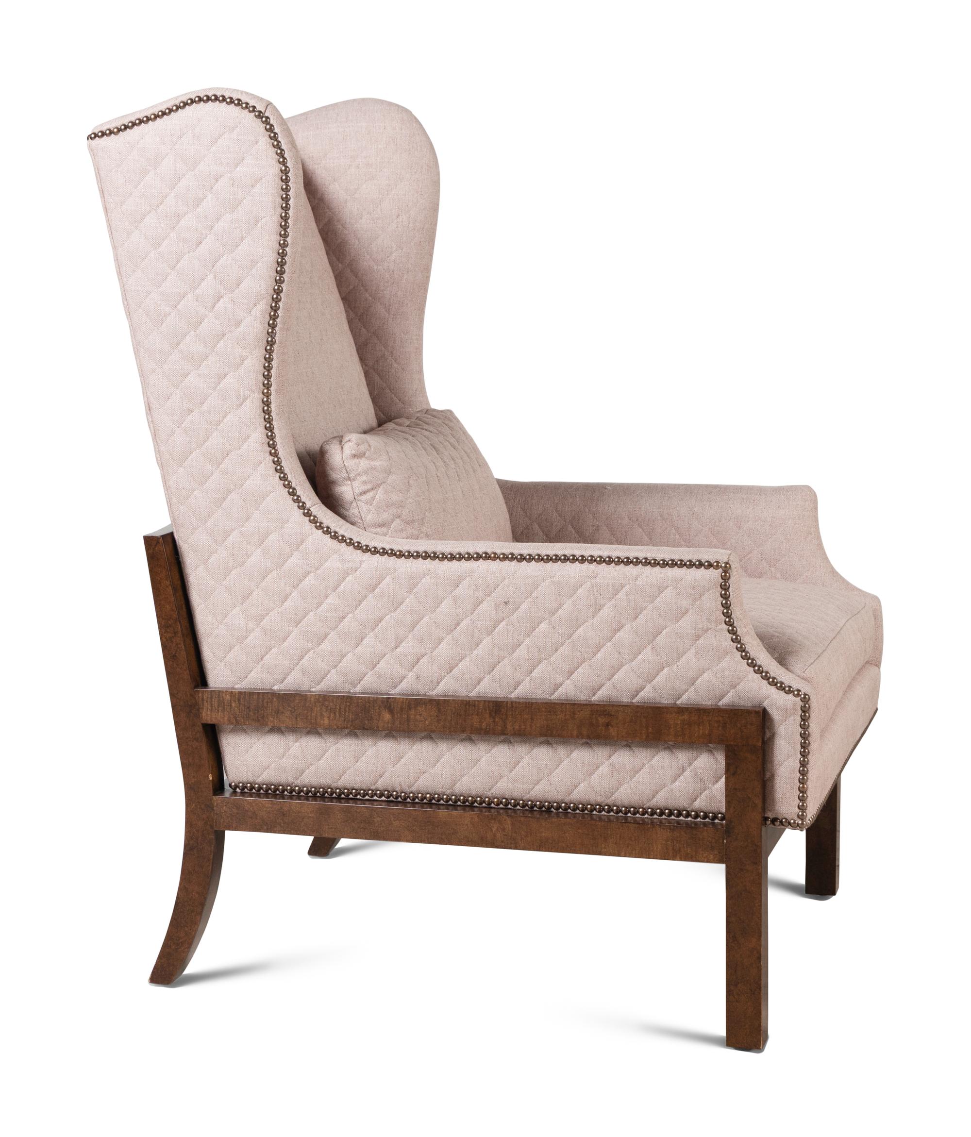 A Pair of Contemporary Stained Maple Wingback Chairs
