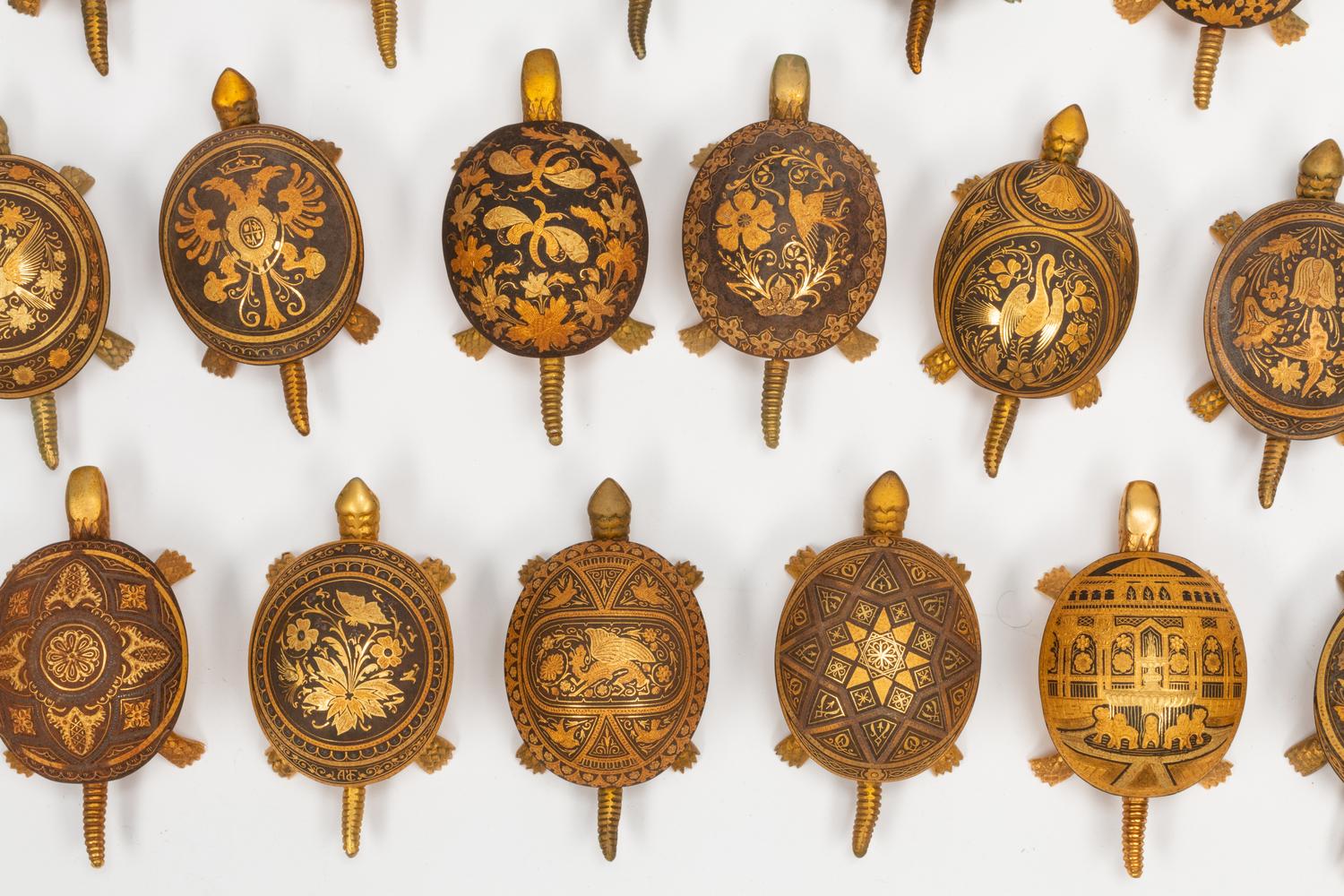Eighteen Gilt Bronze Turtle Bell Pulls