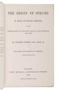 DARWIN, Charles Robert (1809-1882). On the Origin of Species by Means of Natural Selection . London: John Murray, 1872.