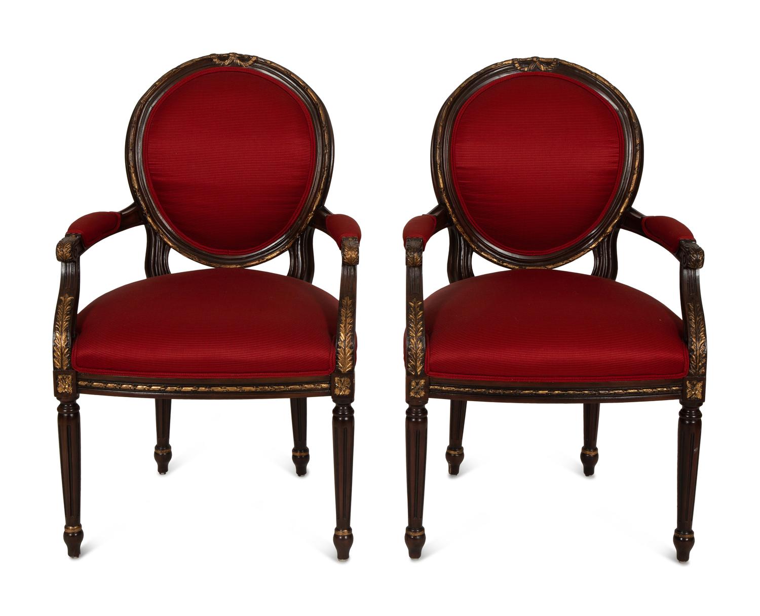 A Set of Eight Louis XVI Style Dining Chairs