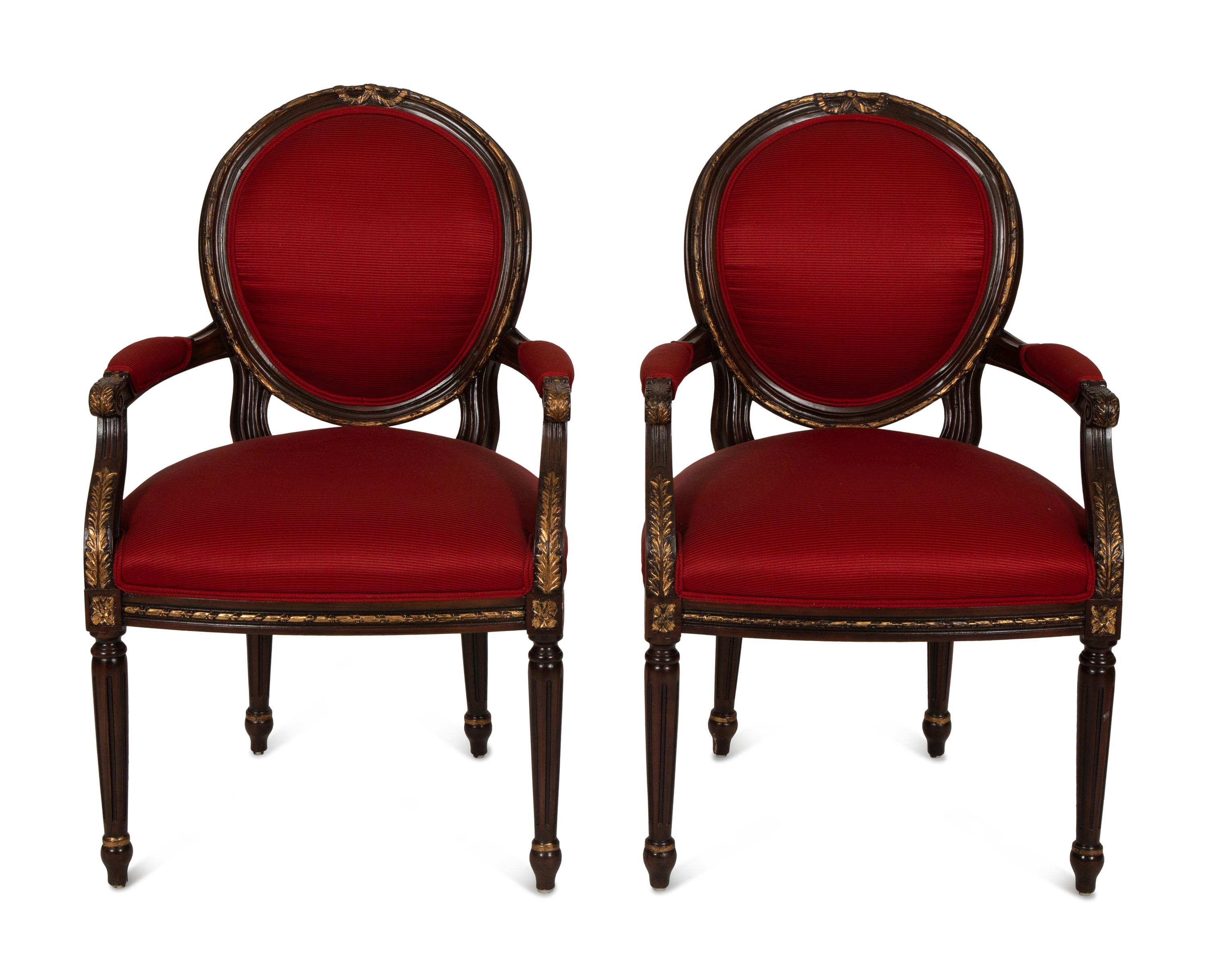 A Set of Eight Louis XVI Style Dining Chairs