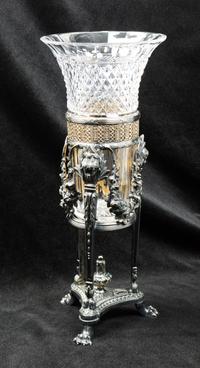 A Pairpoint Silver-Plate and Cut Glass Vase Height 16 inches.