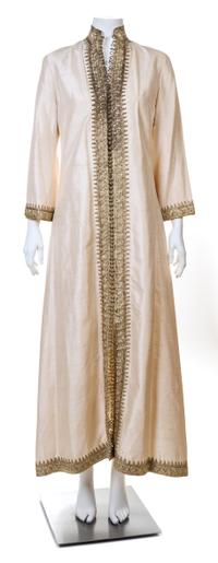 A Custom Cream Raw Silk Tanger Caftan, No size.