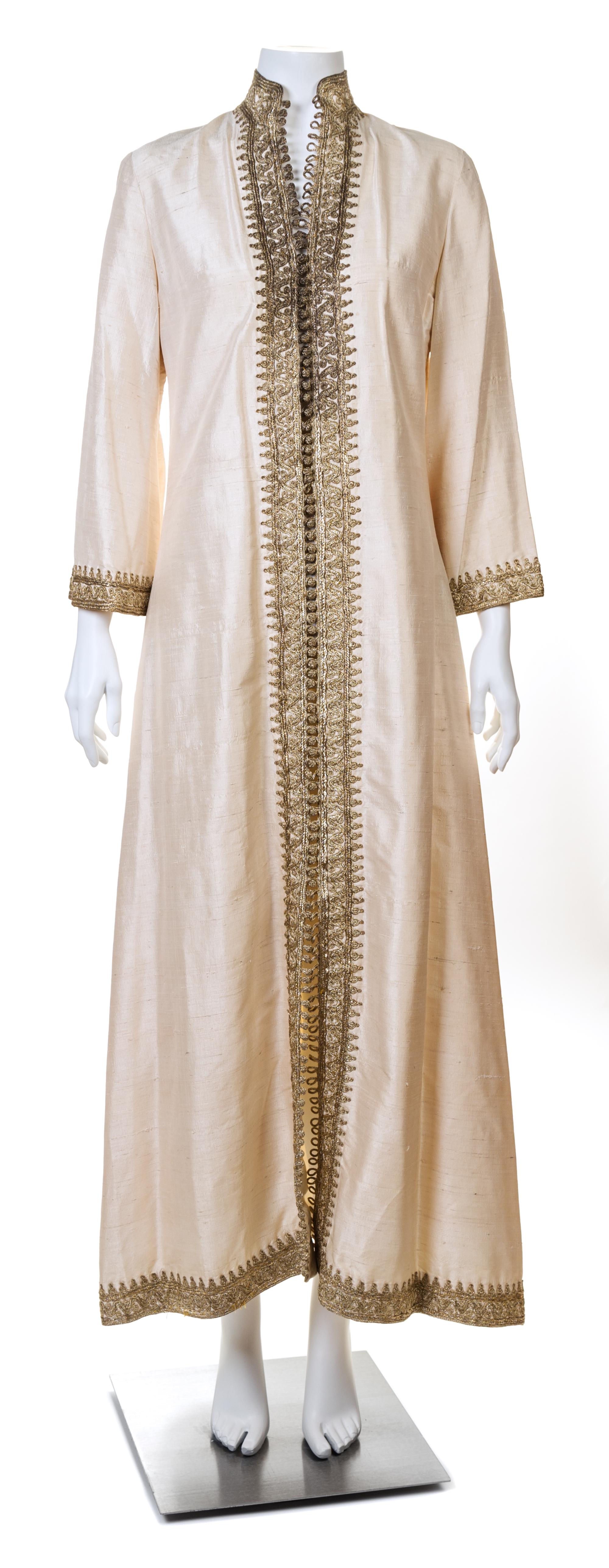 A Custom Cream Raw Silk Tanger Caftan, No size.