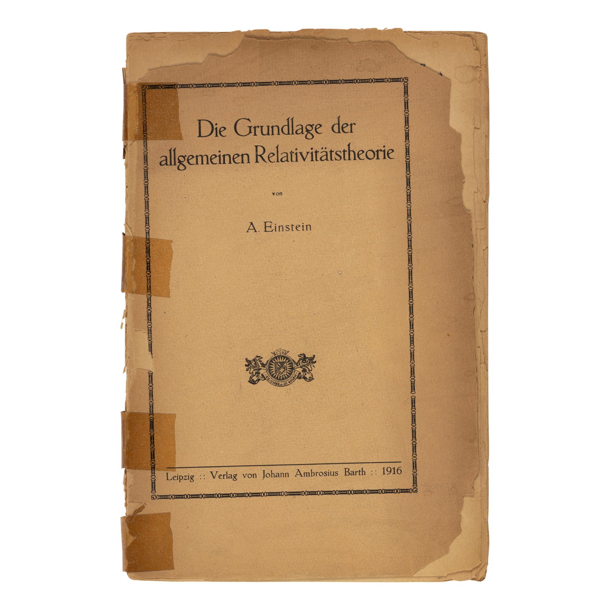 [Science, Medicine & Mathematics] Einstein, Albert. Die grundlage der allgemeinen relativitätstheorie