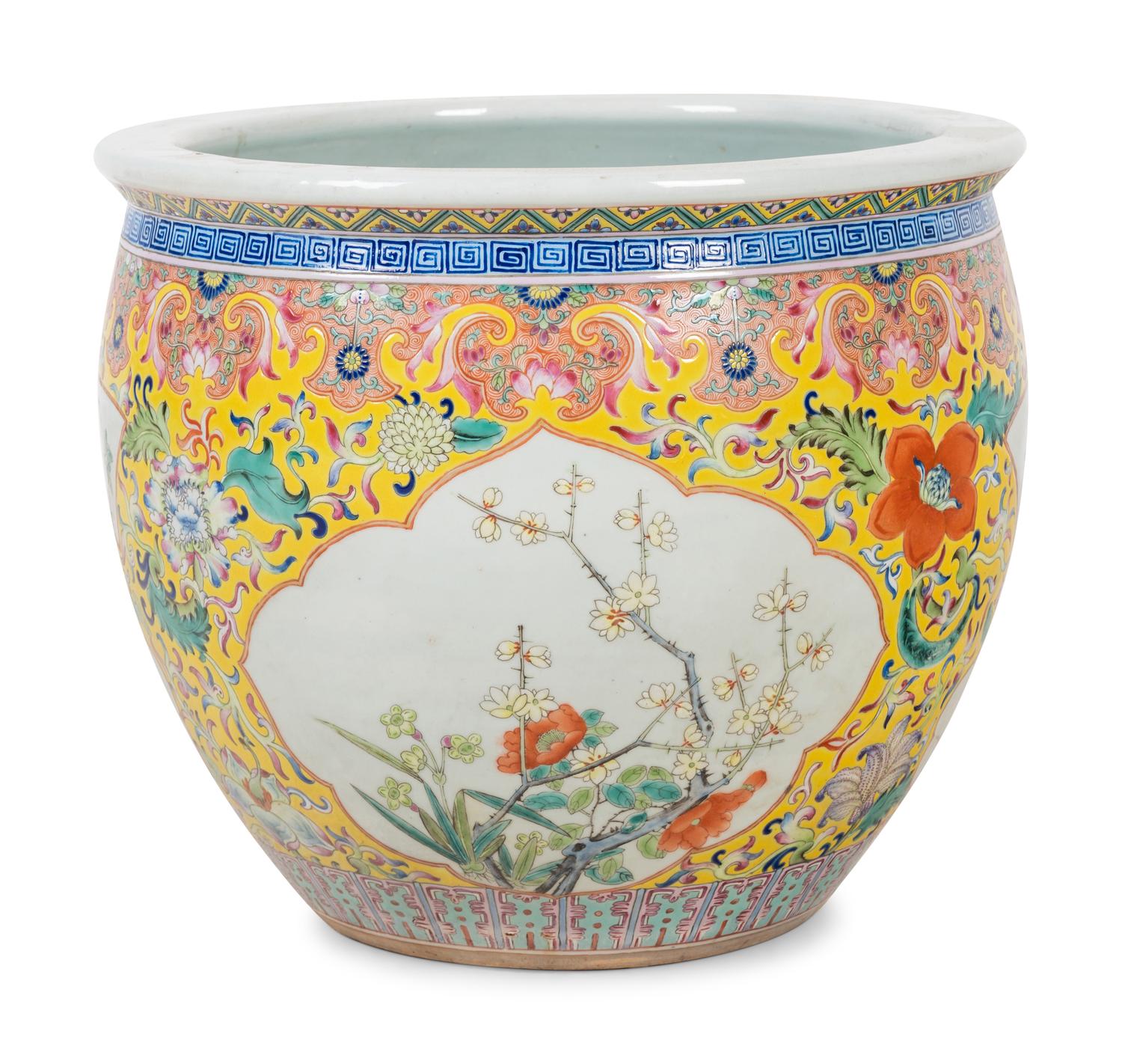 A Chinese Export Enameled Porcelain Jardinière