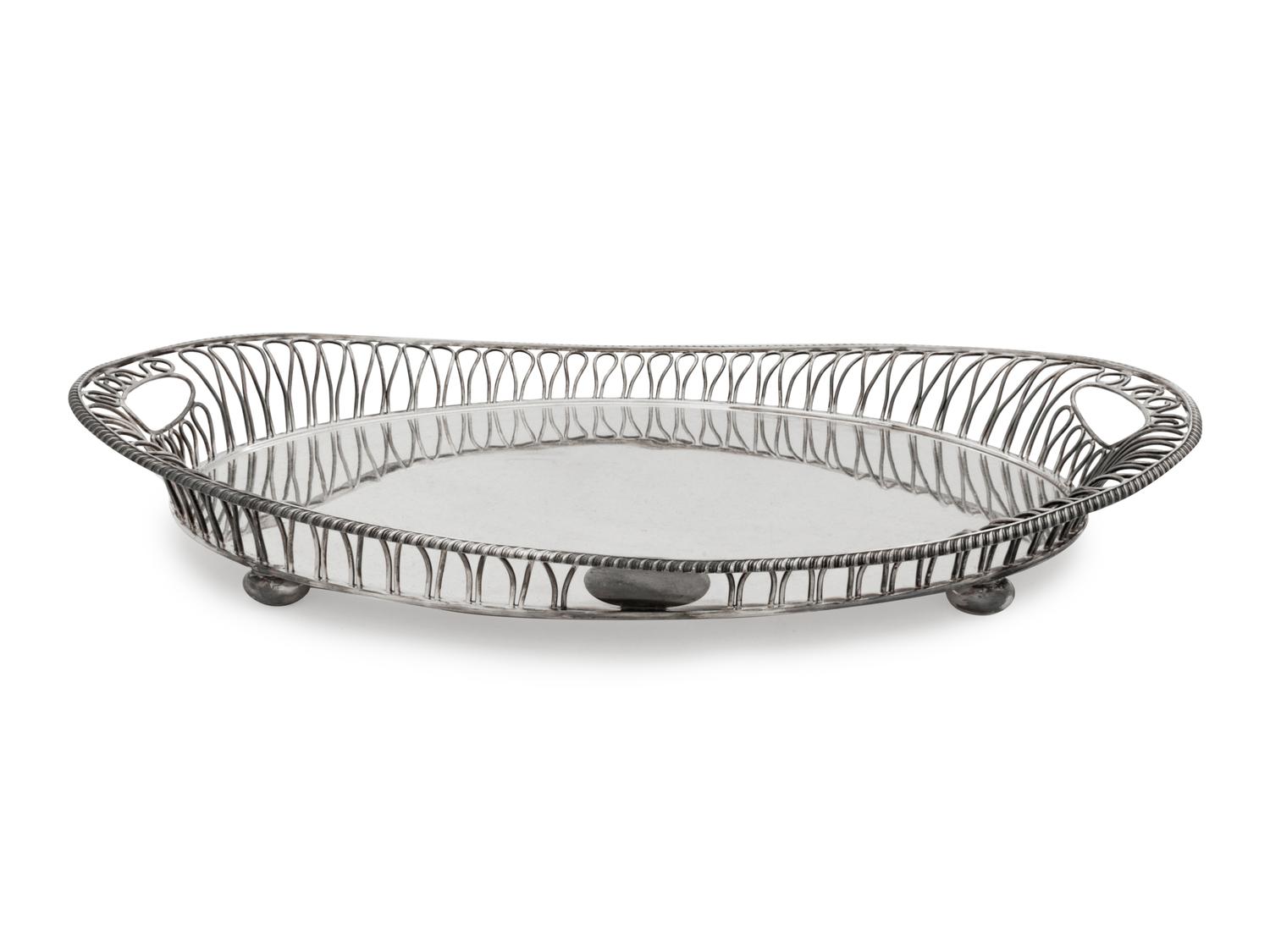 A Silver-Plate Reticulated Tray