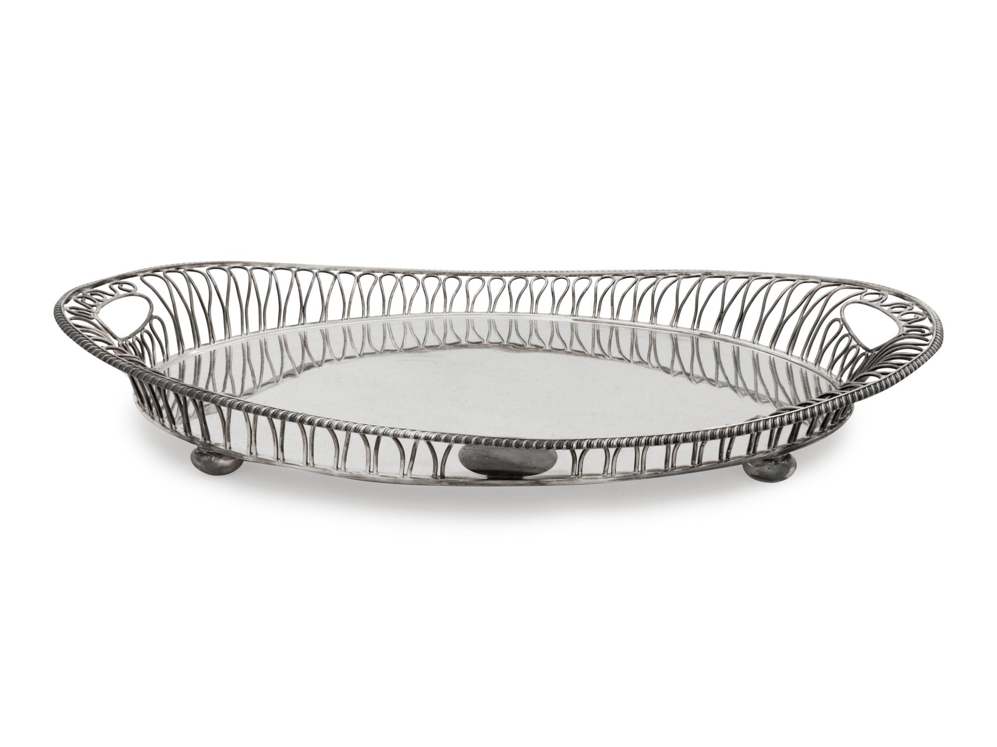 A Silver-Plate Reticulated Tray
