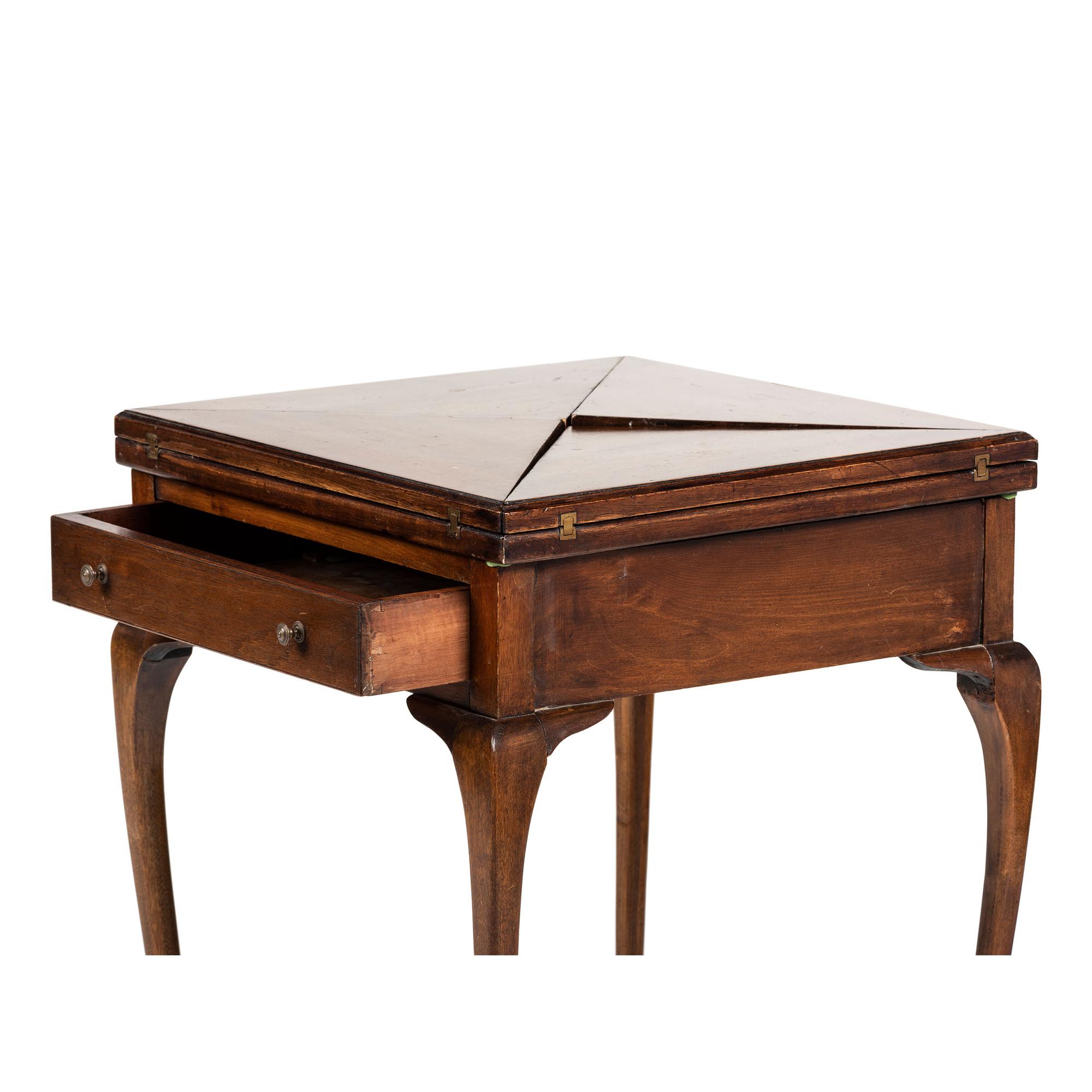 A Georgian Style Mahogany Handkerchief Game Table and Four Chairs with Cane Seats