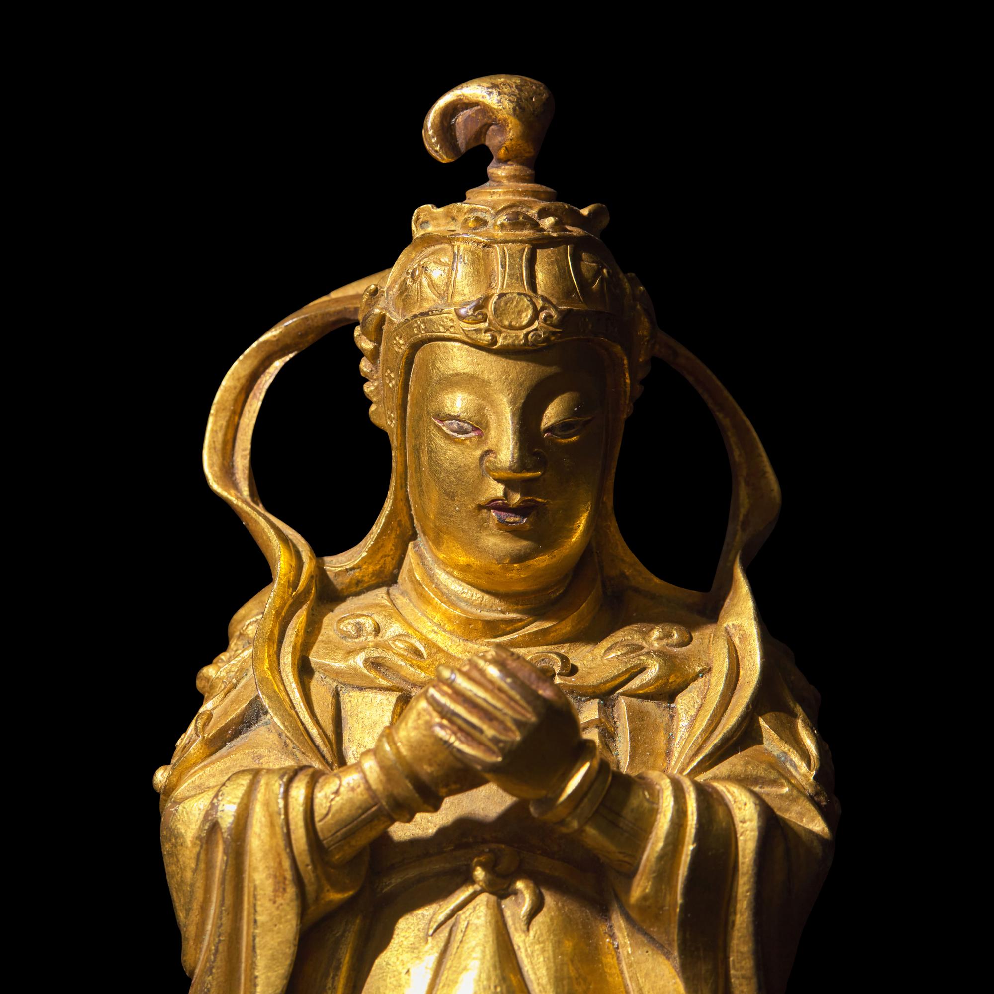 A Chinese Gilt Bronze Figure of Weituo, 17th/18th Century — 清中期 銅鎏金韋陀像