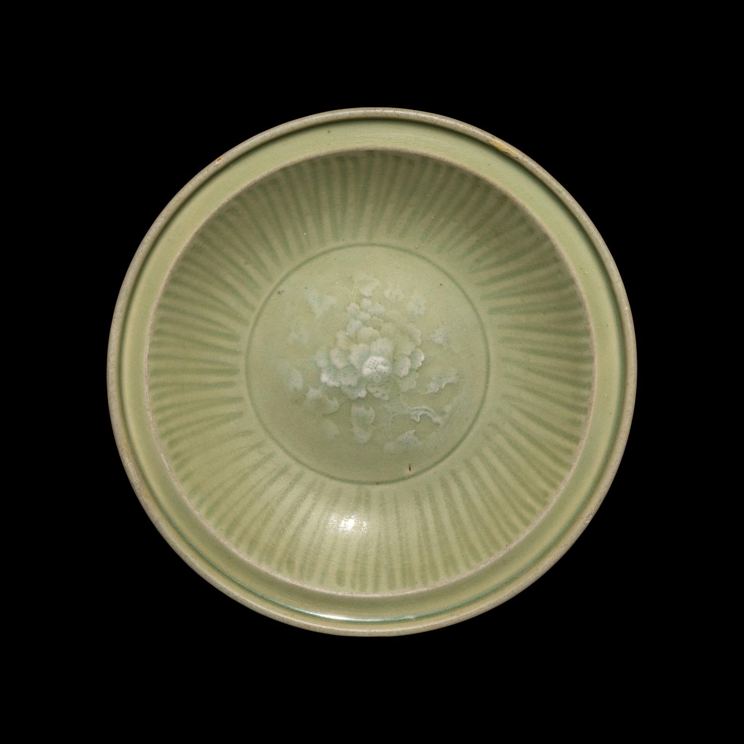 A Chinese Longquan Celadon Porcelain 'Peony' Charger, Ming Dynasty 明 龍泉窯刻牡丹紋大盤