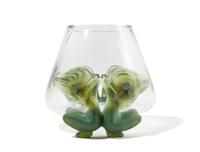 A Lalique Frosted Glass Martinique Vase. Height 13 3/4 inches.