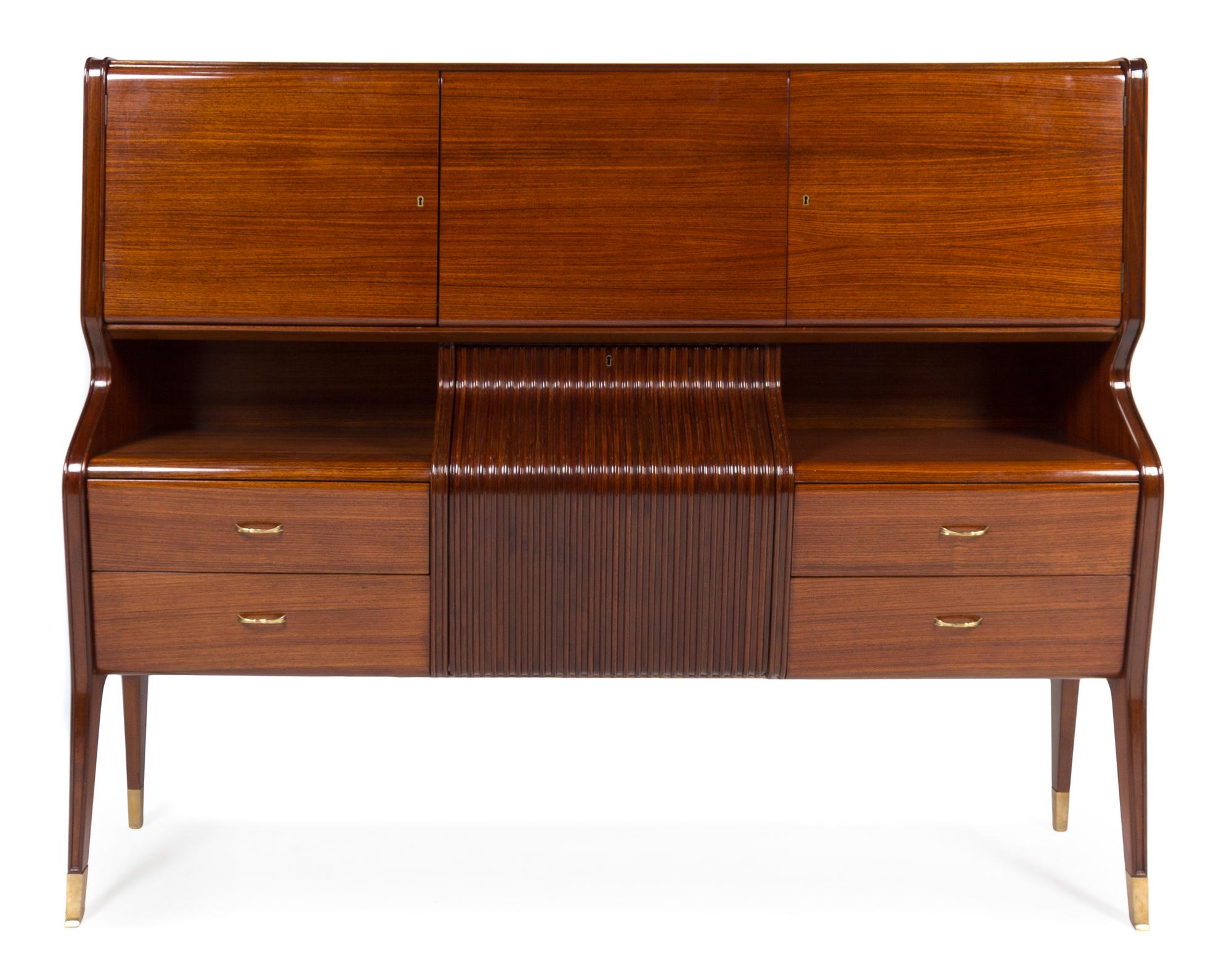 An Italian Rosewood and Mahogany Bar Cabinet, Osvaldo Borsani Height 57 x width 70 x depth 18 inches.