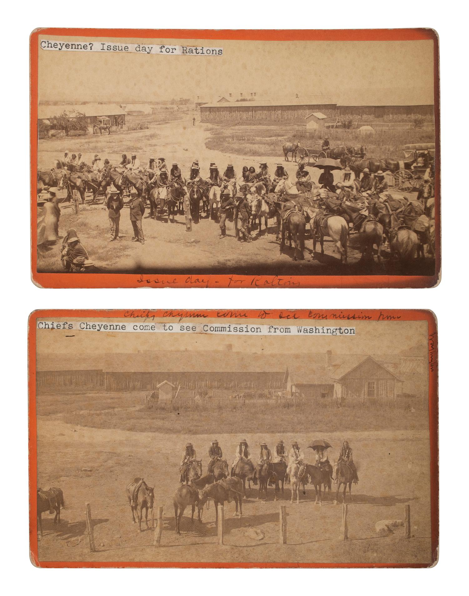 [NATIVE AMERICANS]. A group of 2 cabinet photographs of Cheyenne Indians at Fort Reno, Oklahoma Territory, comprising: