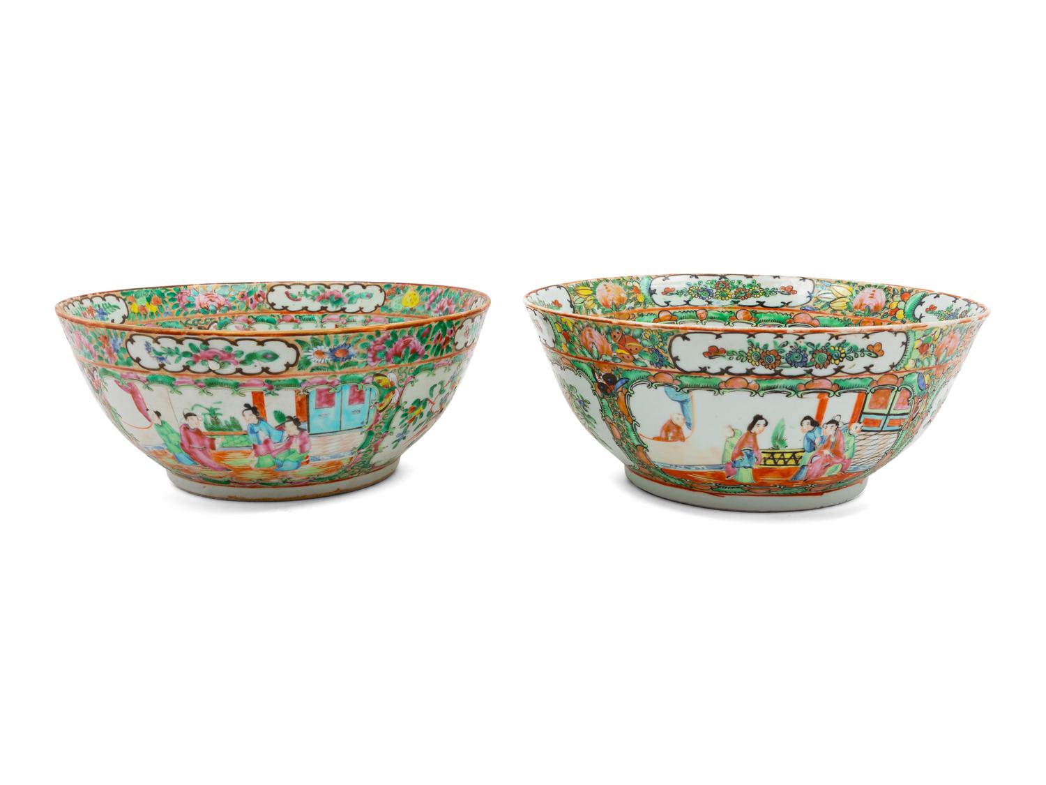 Two Chinese Rose Medallion Porcelain Bowls