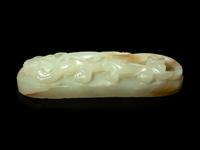 A Chinese Pale Celadon Jade 'Chilong' Plaque