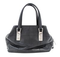 A Chanel Black Leather Handbag, 9.5" x 7" 5"; Handle drop: 5.5".