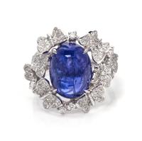 An 18 Karat White Gold, Tanzanite and Diamond Butterfly Motif Ring, 7.70 dwts.