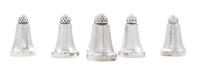 A Set of Six Danish Silver Shakers, Georg Jensen Silversmithy, Copenhagen, Second Half 20th Century, Acorn pattern.